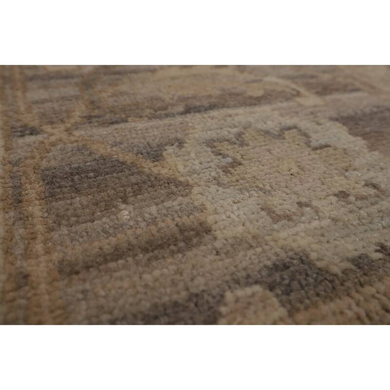 Vegetable Dye Beige Oushak Turkish Area Rug Handmade Wool Carpet - 8'11"x 12'3"