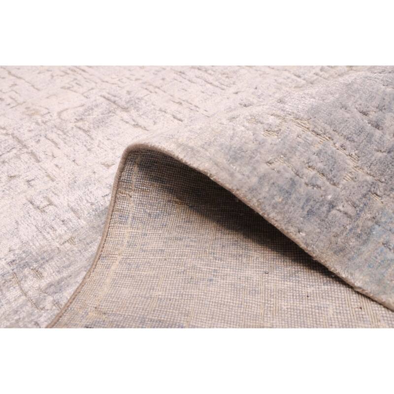 ECARPETGALLERY Hand-knotted Legacy Light Denim Blue Silk, Wool Rug - 3'11 x 10'2