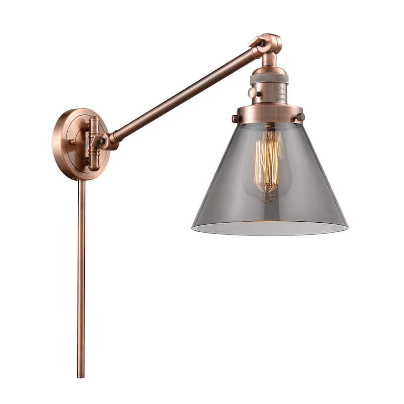 Innovations Lighting Large Cone Single Light 25" Tall Wall Sconce / - Antique Copper / Smoked