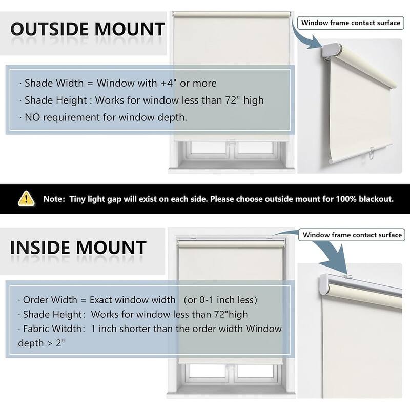 Cordless Roller Shades Blackout Blinds for Darkening Rolled Up Shades - 72"L x 34"W