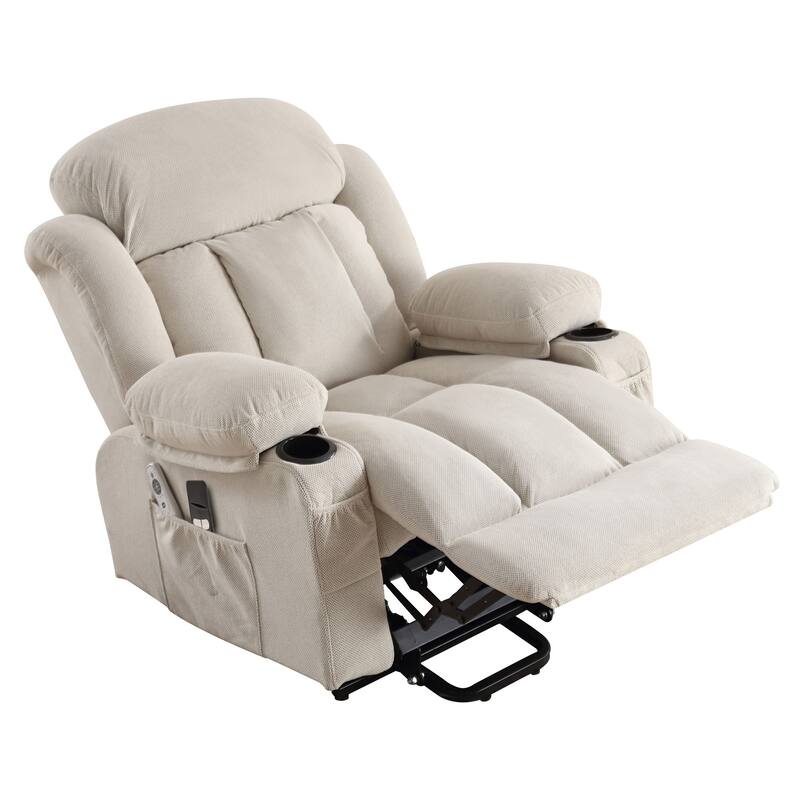 Velvet Power Lift Recliner Chair with Heat & Massage, Electric Recliner Chair with USB Port, Remote Control & Side Pocket