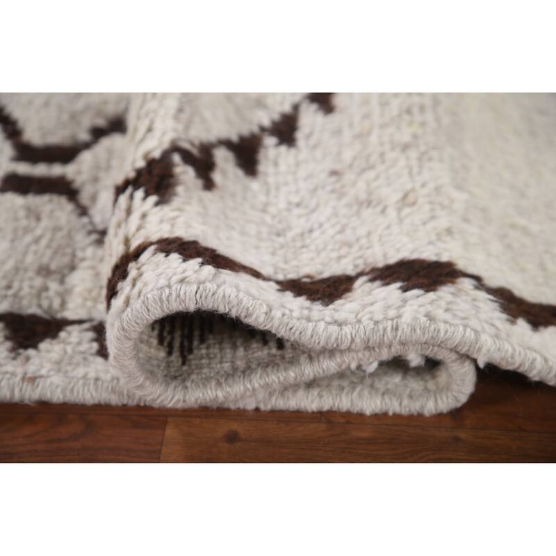 Plush Turkish Anatolian Runner Rug Hand-knotted Geometric Wool Carpet - 3'4"x 11'4"