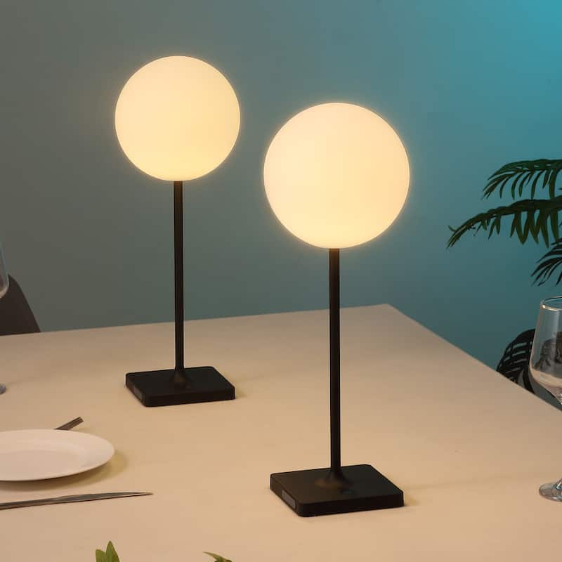 17.5" Modern LED Table Lamp, Dimmable, Cordless, Touch Sensor (Set of 2) - 17.50 - Black