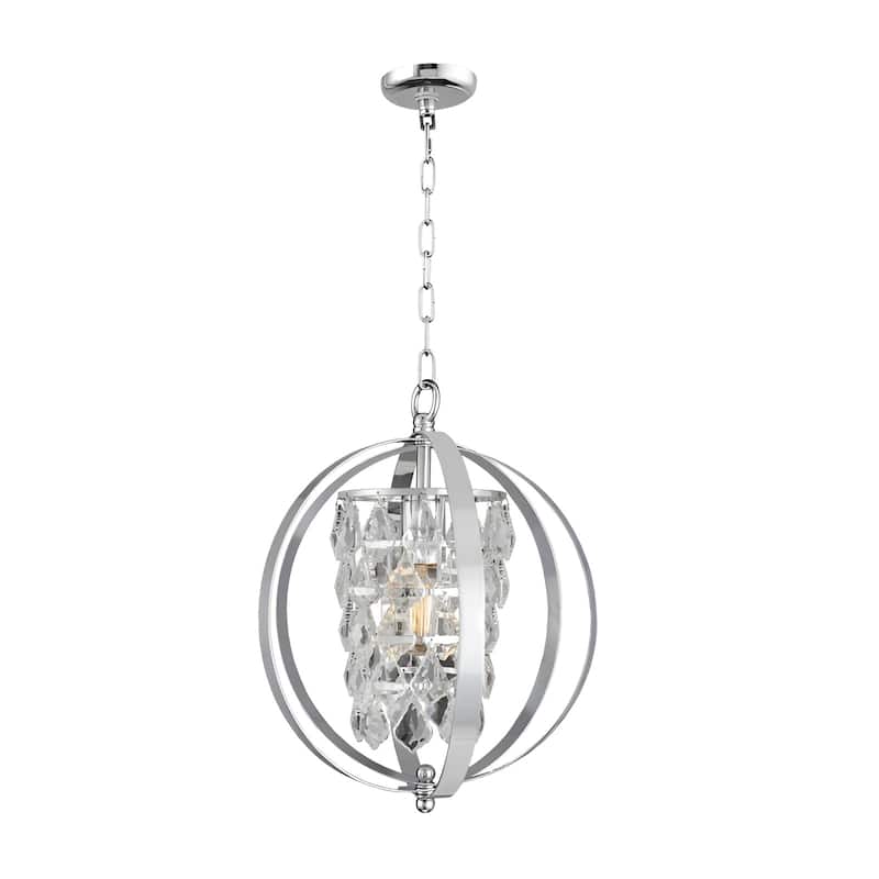 1 Light Mimi Orb Globe Crystal Chandelier 13 Inches Wide - Chrome