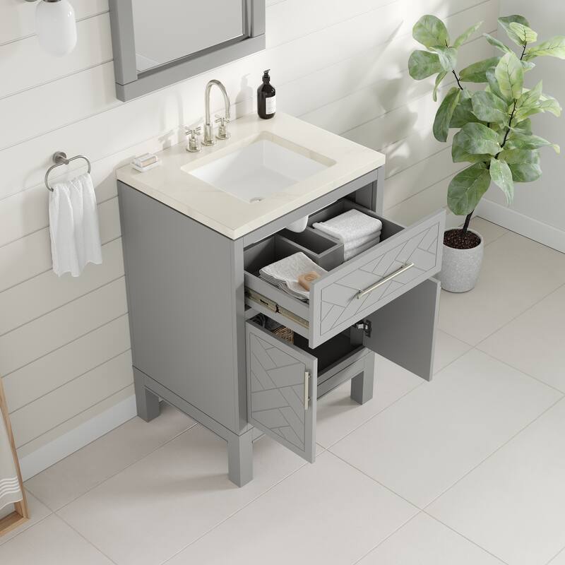 Eviva Cambridge Bath Vanity with Quartz Top and Porcelain Sink