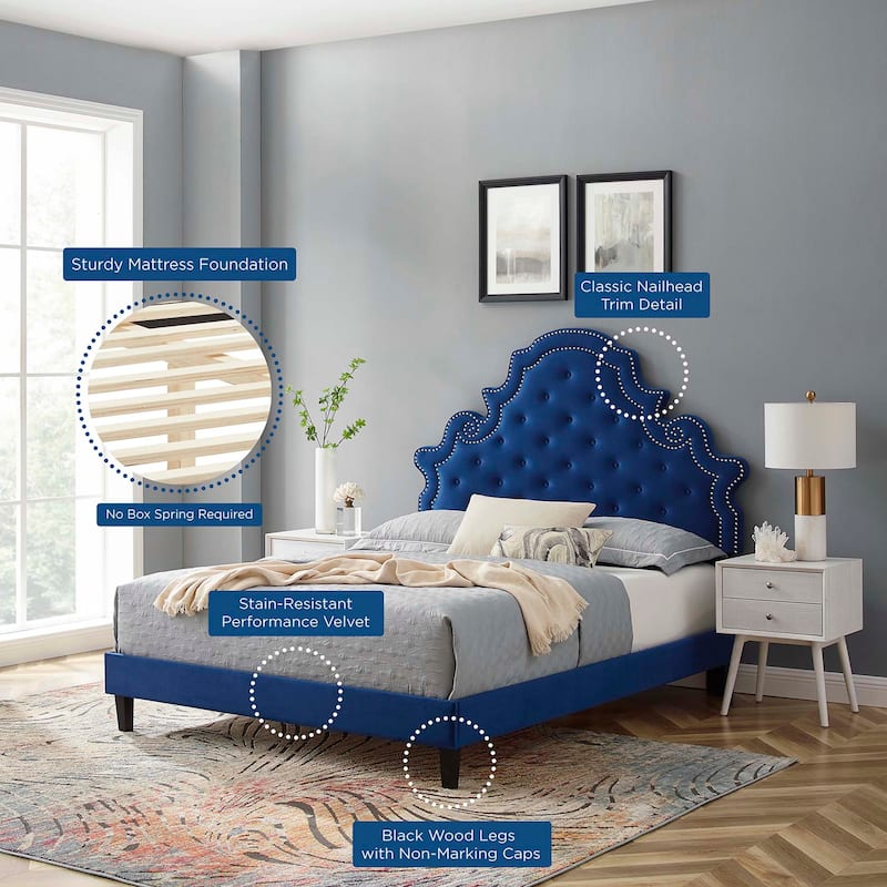 Gwyneth Tufted Performance Velvet Full Platform Bed