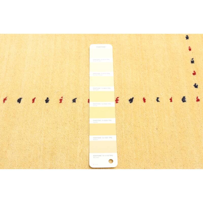 ECARPETGALLERY Hand Loomed Kashkuli Gabbeh Light Gold Wool Rug - 3'0 x 5'0