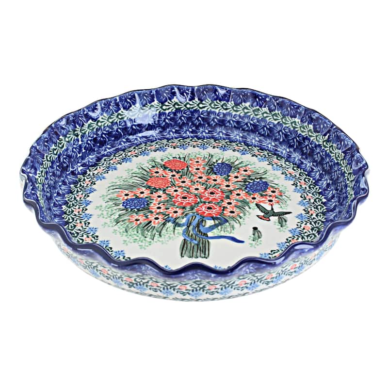 Blue Rose Polish Pottery 636 Ceramika Artystyczna Pie Plate