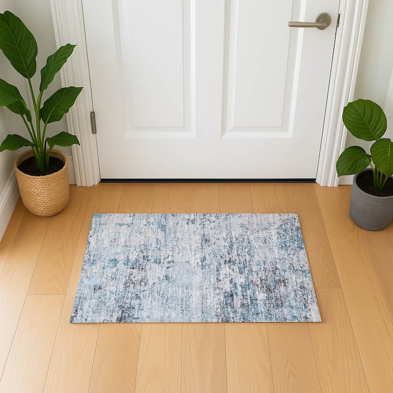 Premium Washable Super Soft Solid Abstract Mayfield Rug - Sky - 1'8" x 2'6"