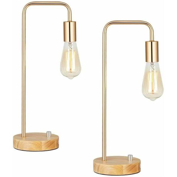Set of 2 Industrial Table Lamps, Gold (Without Bulbs) Bed Bath