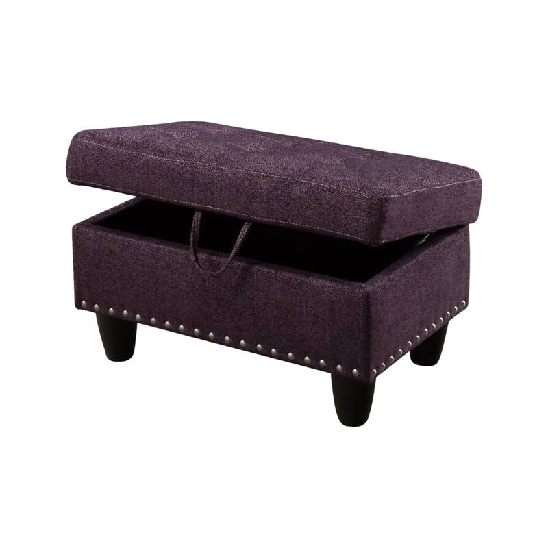 KISRAIS 28.5" Wide Upholstered Nailhead Trim Storage Ottoman