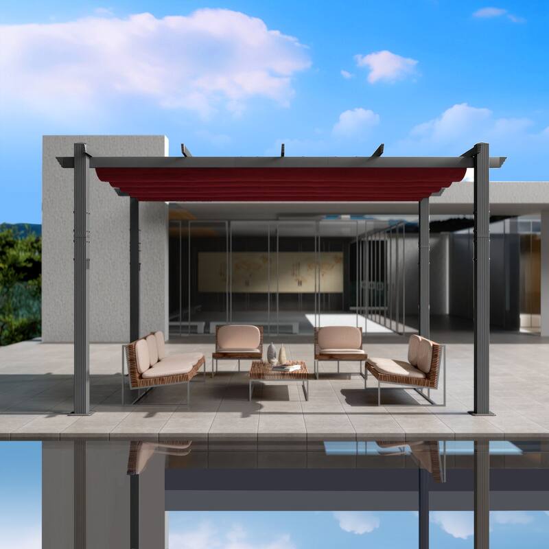 Kozyard Atlantics Outdoor 10'x13' Extra Large BBQ Grill Pergola with Sun Shade Gazebo Canopy