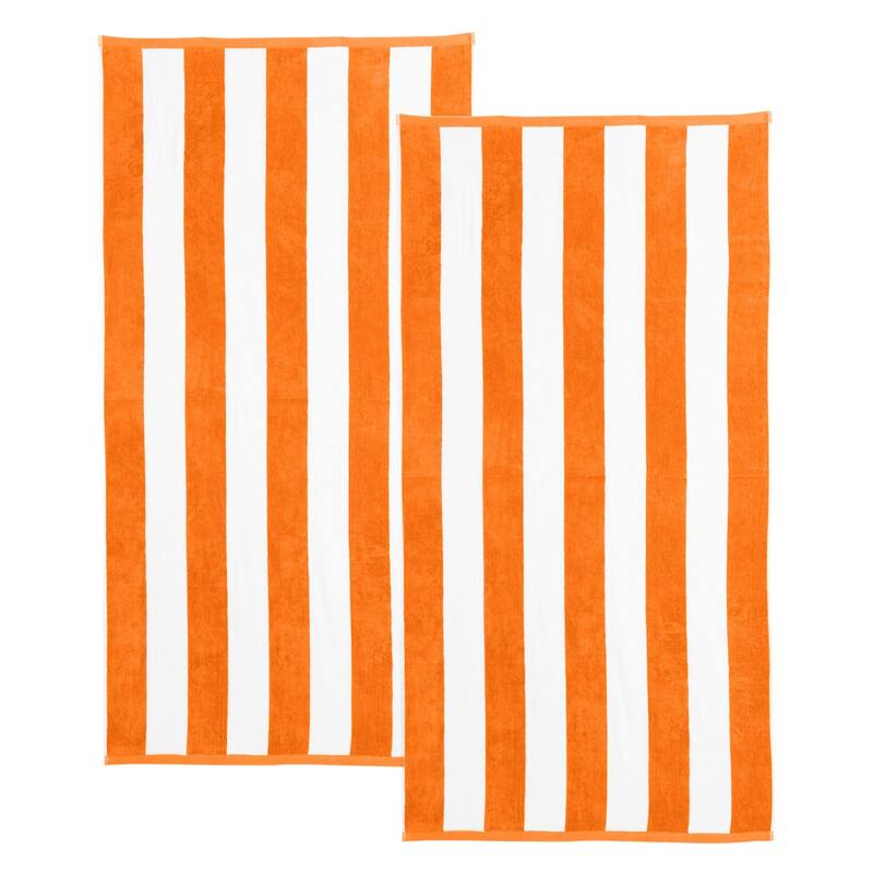 Linery & Co. Cotton Stripe Beach Towel, 4 Pack - 30" x 60" - 2 Pack- 30" x 60" - Orange