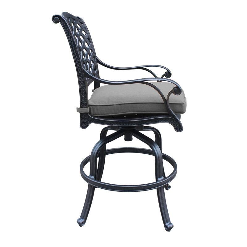 Cast Aluminum Counter Stool With Cushion, Set of 2