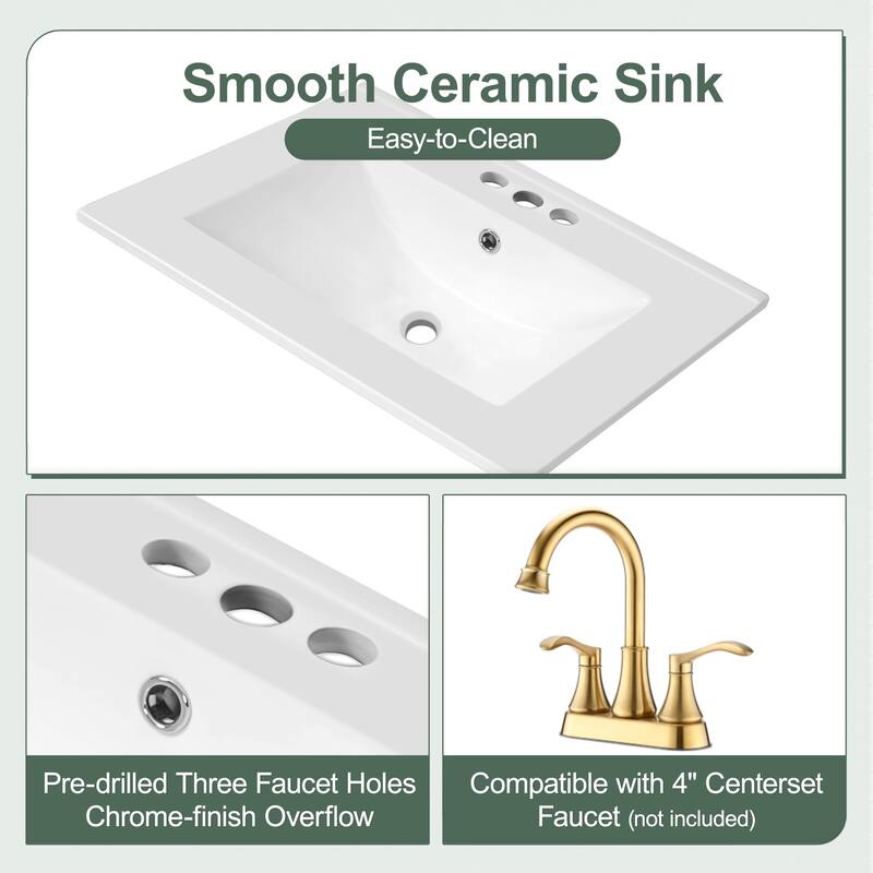 Christopher Knight Home 24" Bathroom Vanity Cabinet Set with Sink Combo