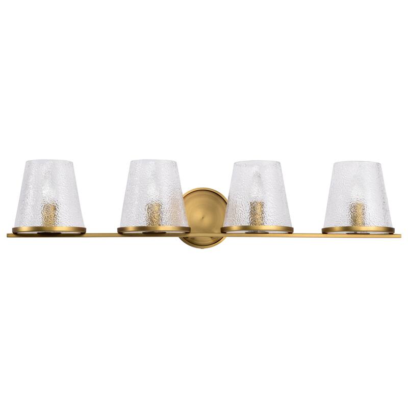 Valentine 4 Light Vanity Vintage Brass Finish Hammered Glass - Vintage Brass