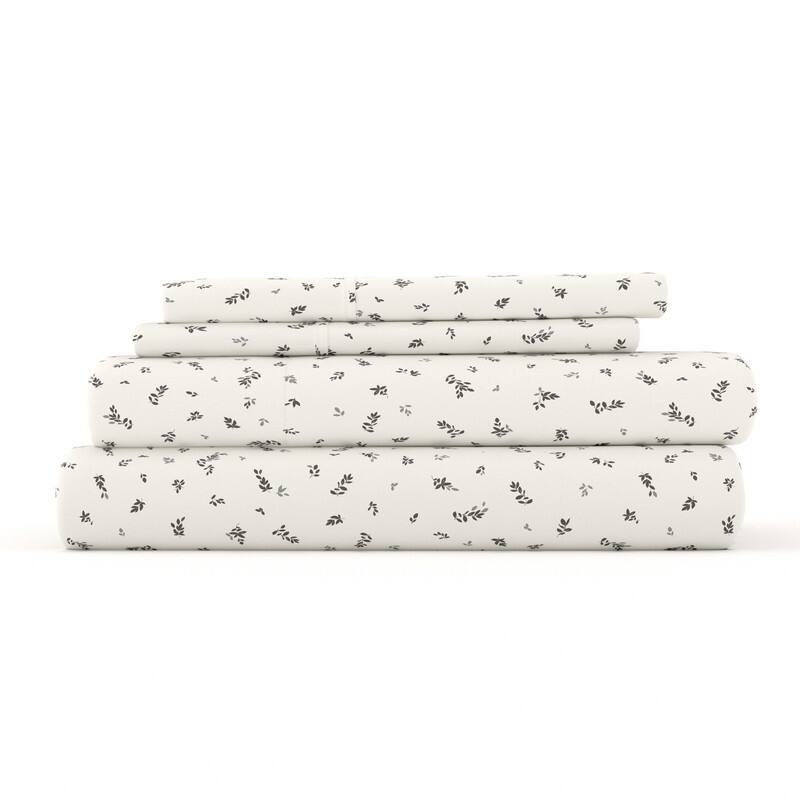 Becky Cameron Spotted Leaves Pattern 4 Piece Deep Pocket Bed Sheets Set