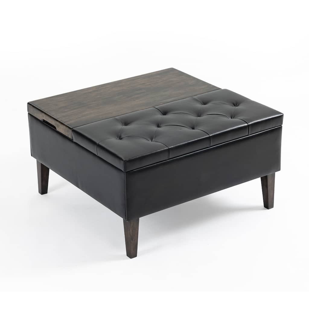Square PU Leather Coffee Table Storage Ottoman