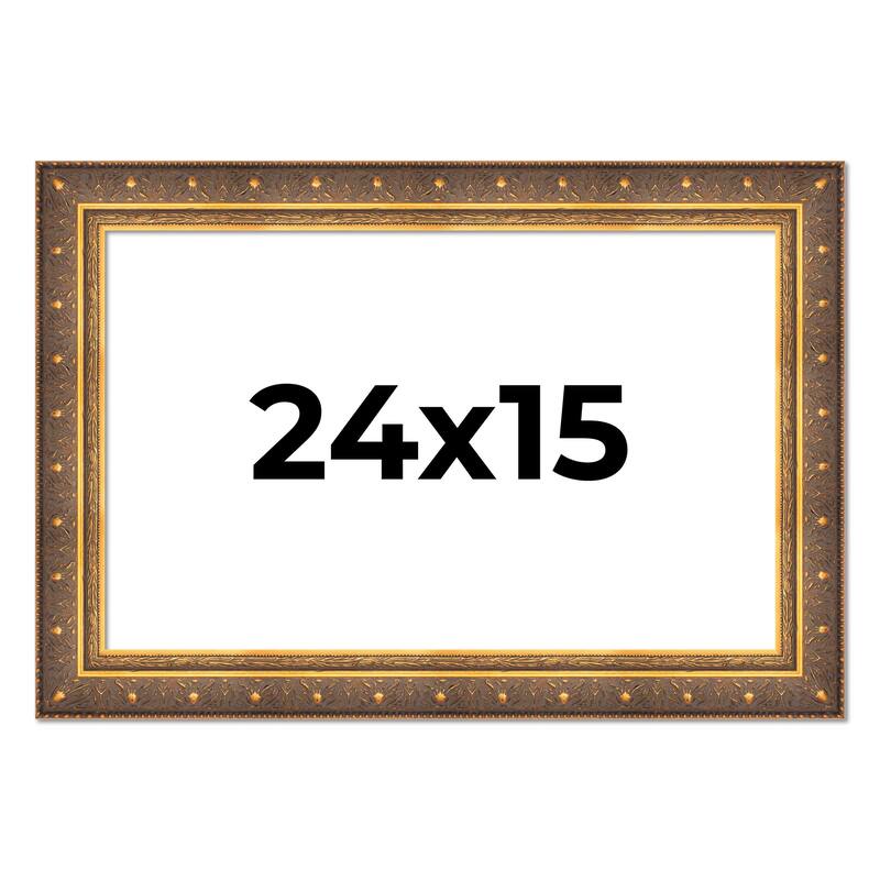 24x15 Frame Vintage Gold Solid Wood Picture Frame | 2.5 Inch Moulding