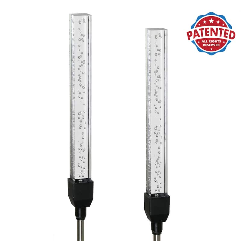 Exhart 2 Piece Solar Suspended Bubble Acrylic Square Garden Stakes with Color Changing LEDs, 2 by 29.5 Inches