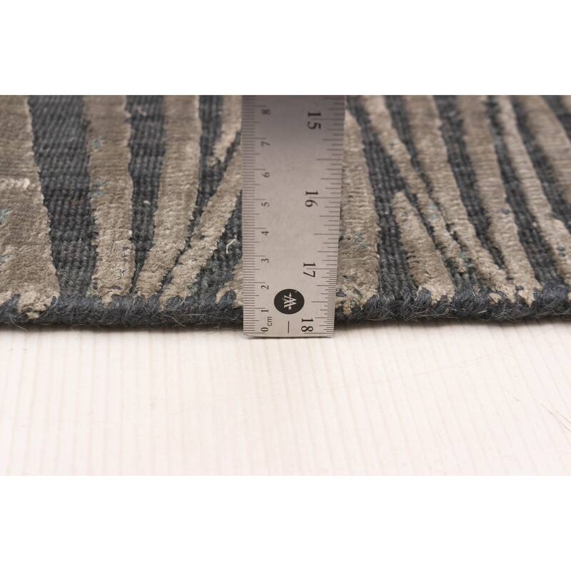 ECARPETGALLERY Hand Loomed Elysian Grey Viscose, Wool Rug - 5'2 x 8'0
