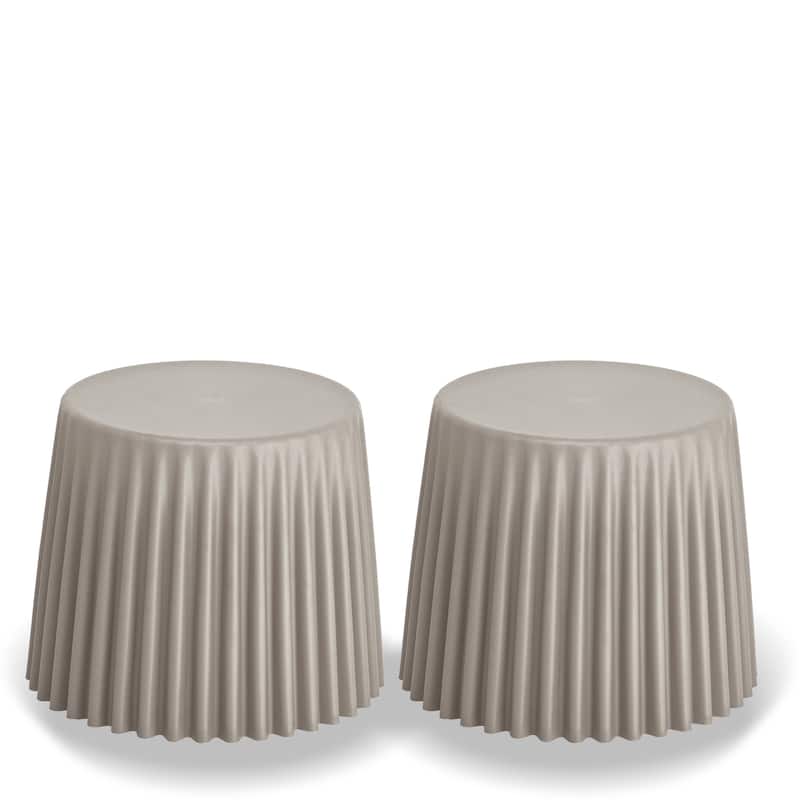 Set of 2 Stackable Stacking Cupcake Stool Dining Ottomans End Side Table Accent Chair Living Bedroom Kitchen Office - Grey