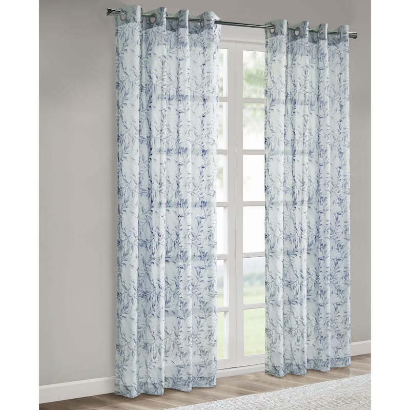 Jenny Sheer Botanical Print Grommet Curtain Panel by Habitat