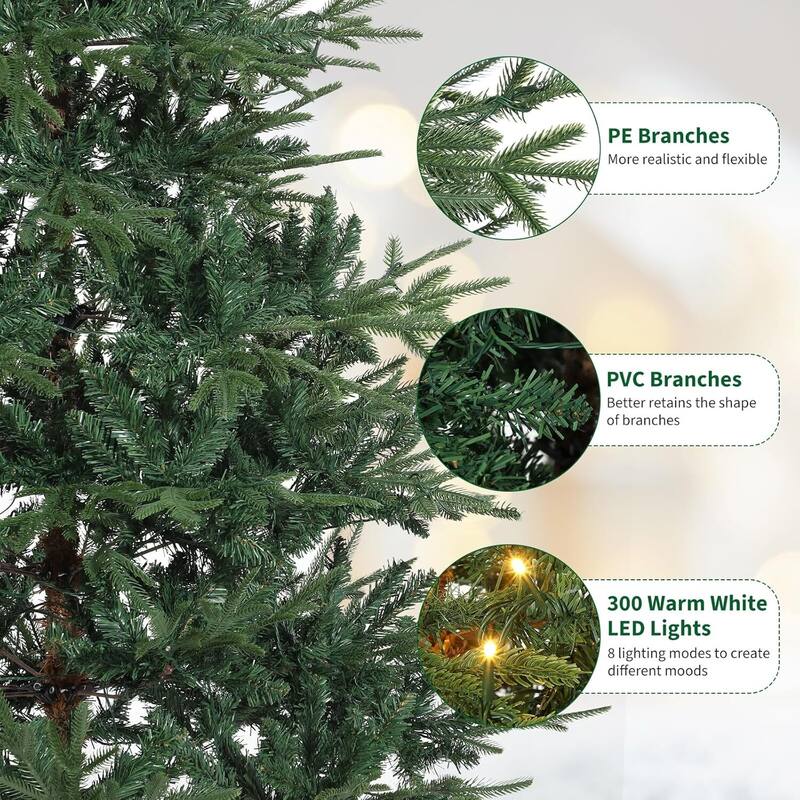 6ft Pre-Lit Artificial Christmas Tree with Lights for Home Decoration
