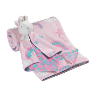 Lambs & Ivy Pink/Blue Rainbow and Stars Baby Blanket w/ Unicorn Lovey