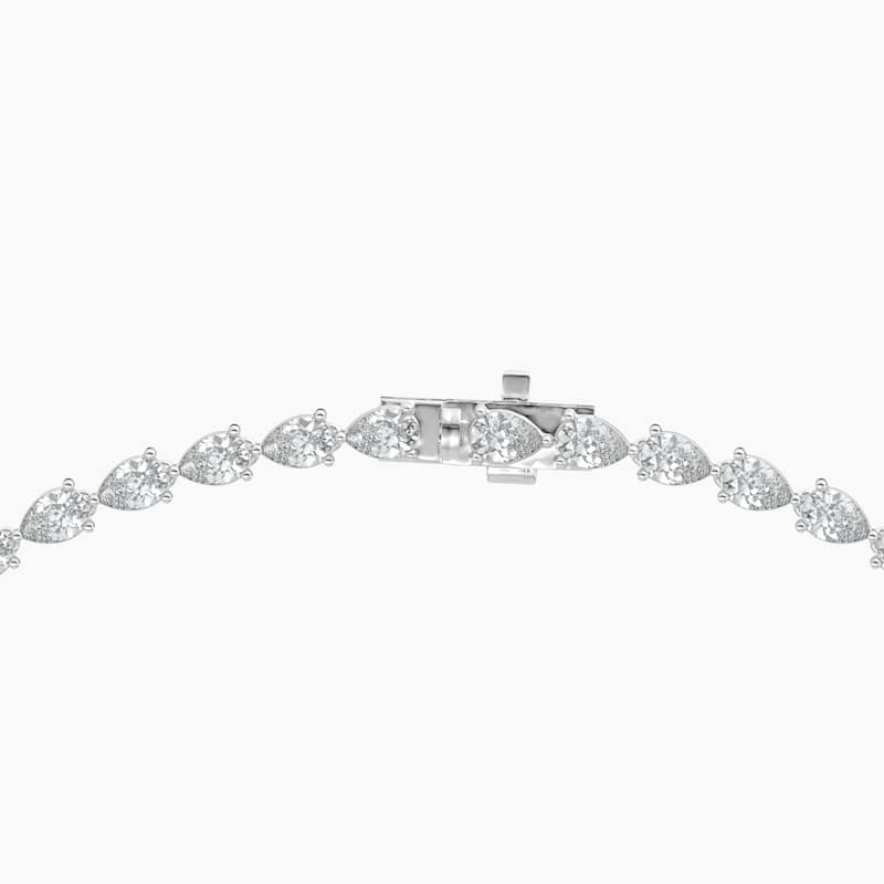14K Gold Lab Grown Diamond Pear Cut Diamond Tennis Necklace & Halo Pear Pendant