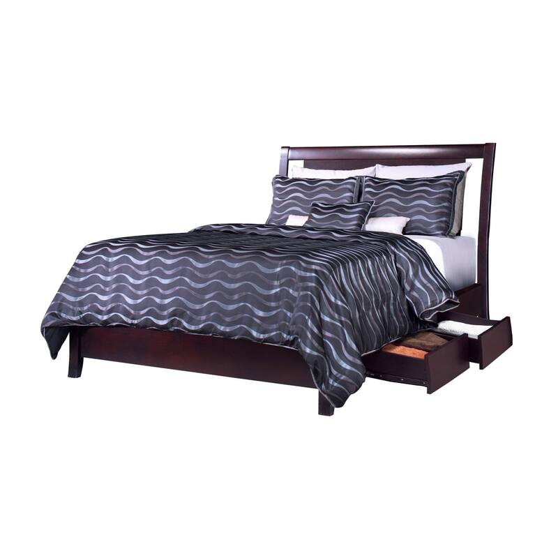 Fang Twin Storage Bed, 4 Drawers, Tropical Mahogany Wood, Espresso Brown