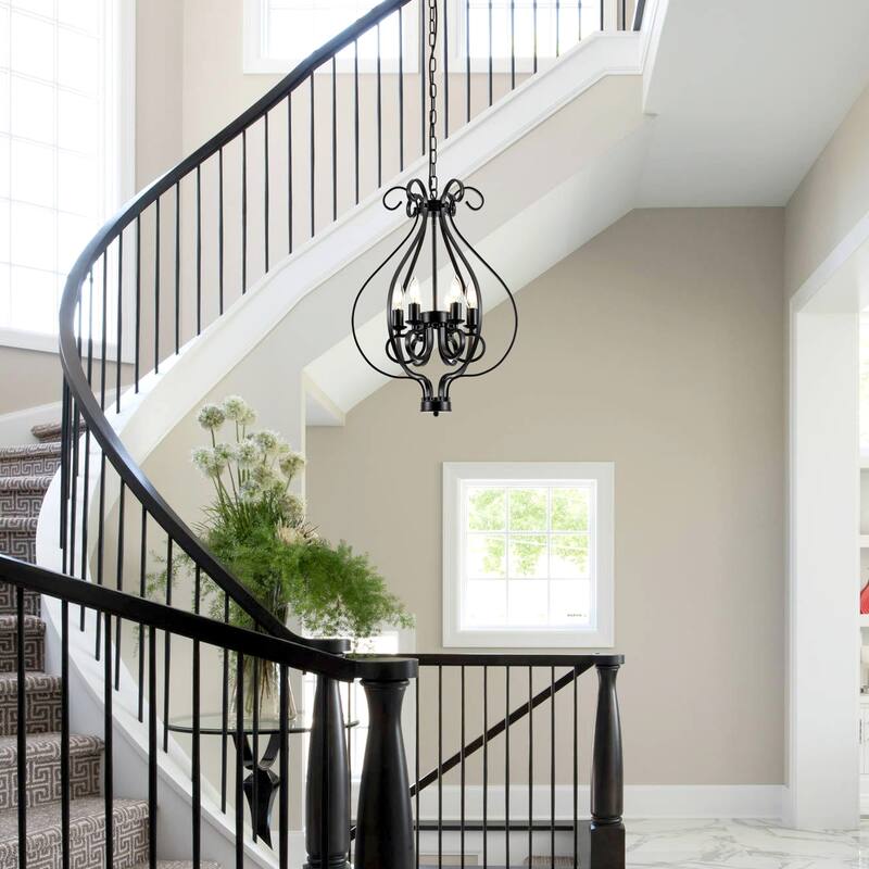 6-Light Modern Candlestick Hanging Linear Chandelier Lighting for Kitchen Island