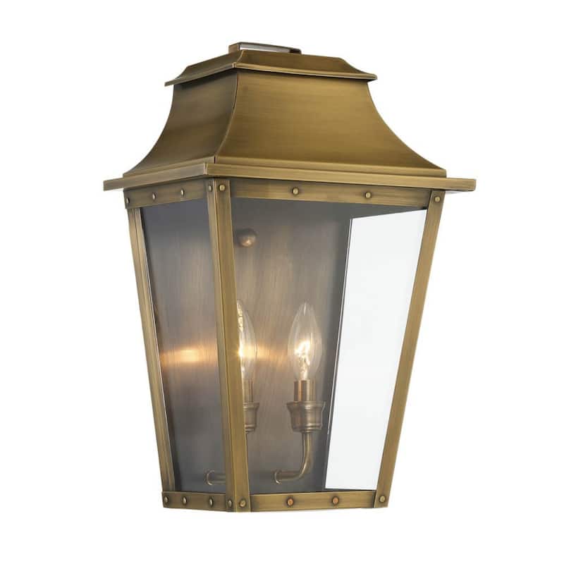 2-Light Pocket Wall Light with Tapered Clear Glass and Metal Frame - 7.75” x 11” x 17.25”