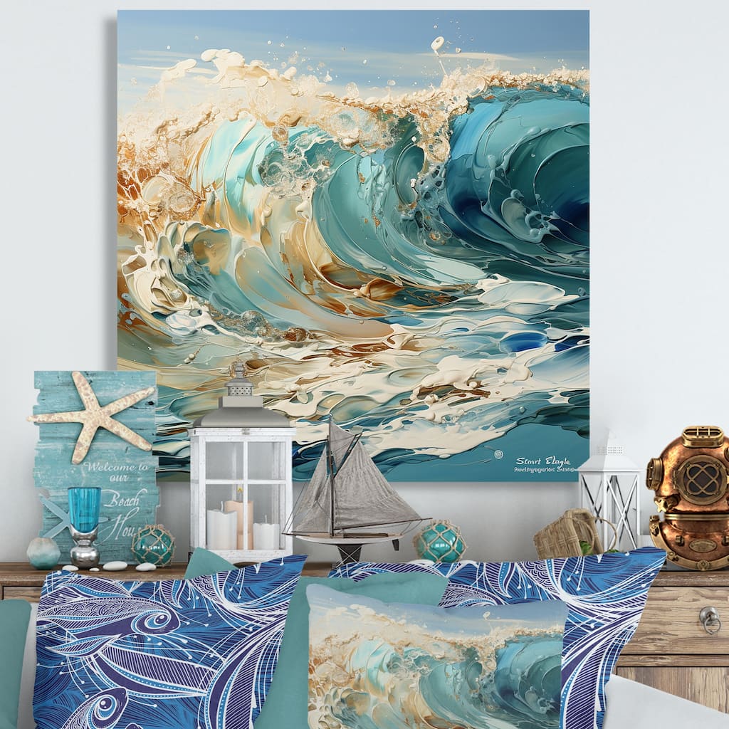 Designart "Ocean Charm Liquid Wave Art II" Ocean Wall Art