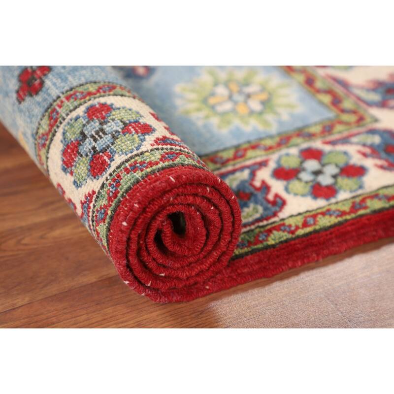 Light Blue Kazak Oriental Accent Rug Handmade Wool Carpet - 2'9" x 4'1"
