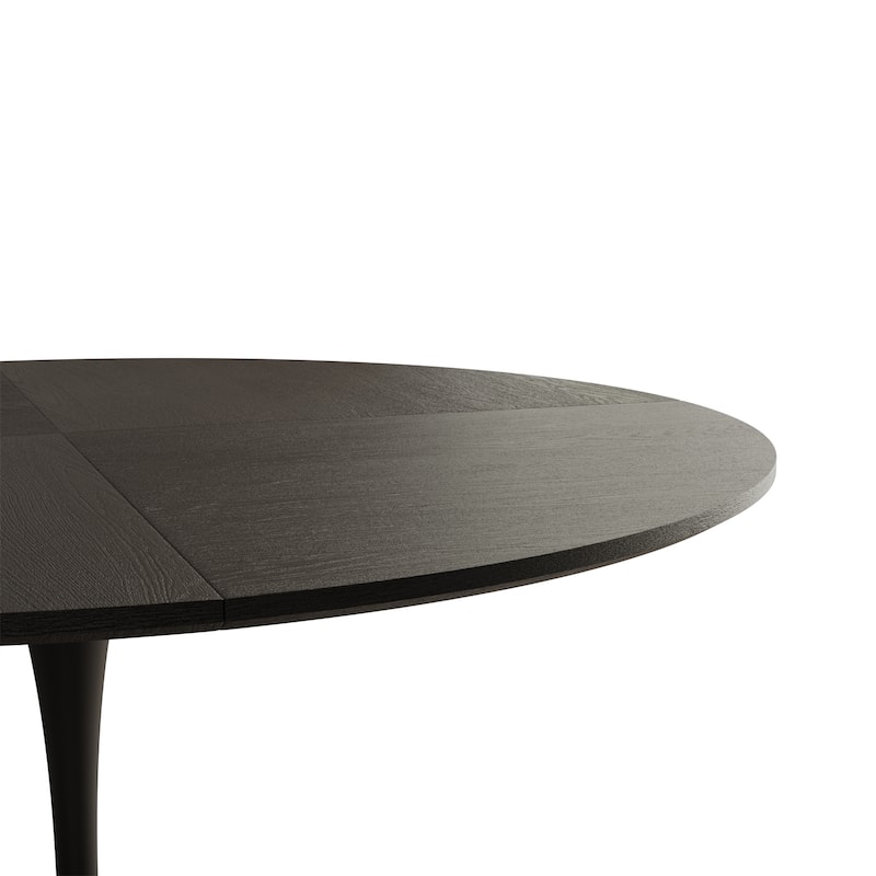 47.24" Round Dining Table with Solid Wood Grain Table Top, Metal Base