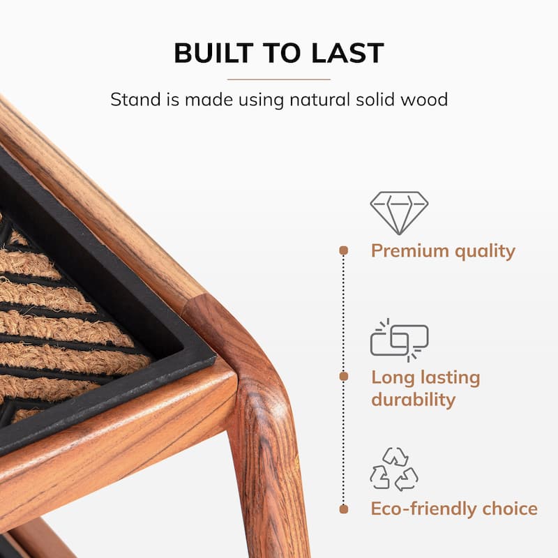 Jani Double-Tier Natural Stand 2-Pair Rubber Boot Trays