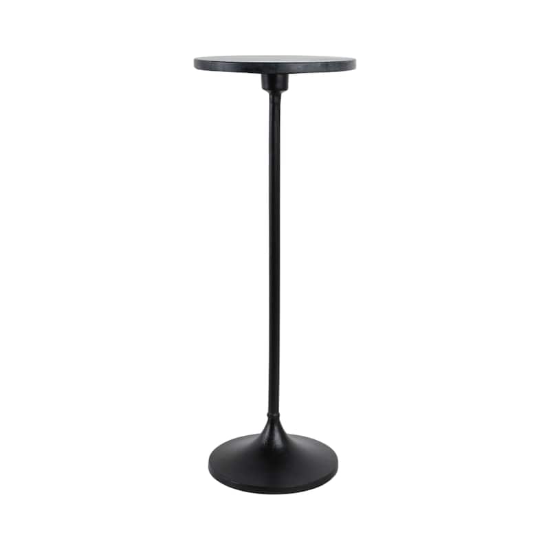 Metal Base Marble Top Modern Glam Accent Table Round Silhouette