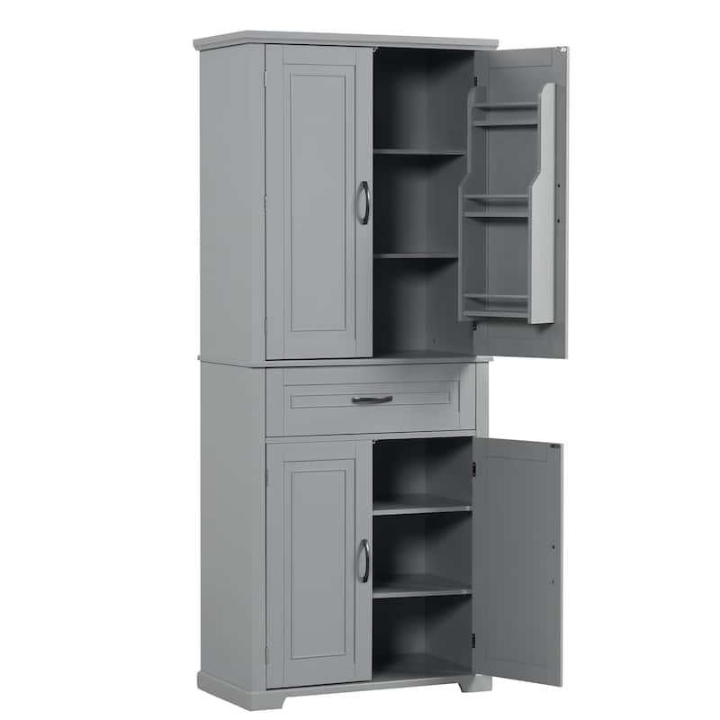 30 in. W x 72 in. H Freestanding Bathroom Cabinet in White with Adjustable Shelf and Drawer