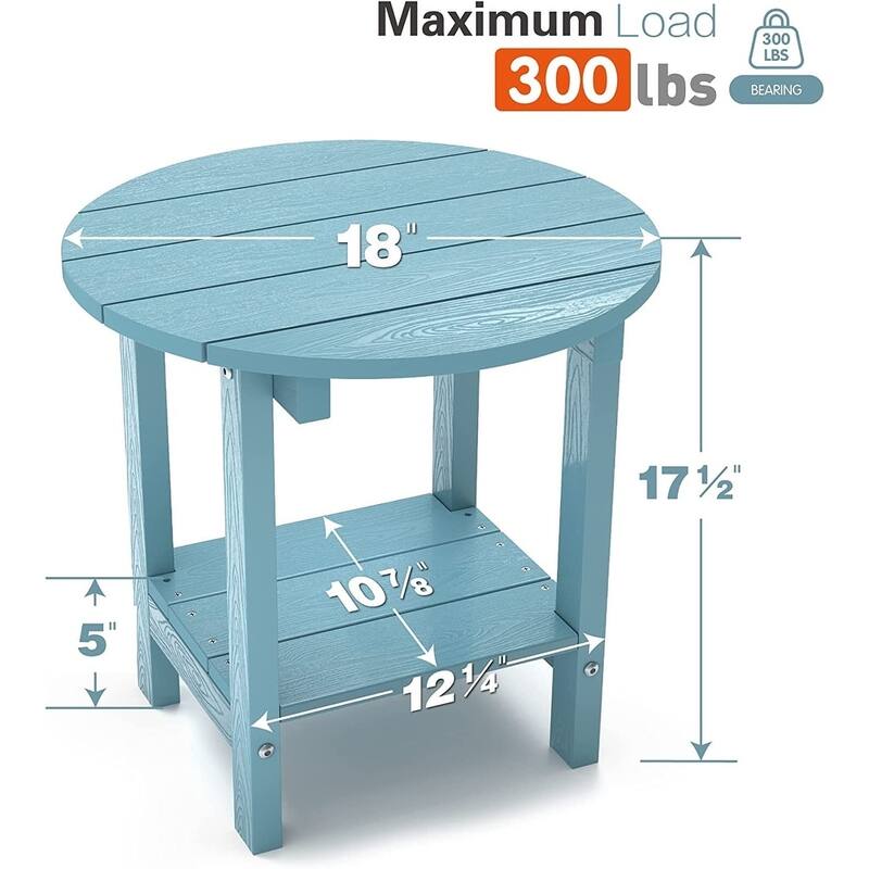 WINSOON All Weather HIPS Outdoor Round 2-Tier Outdoor Side Tables Adirondack Tables