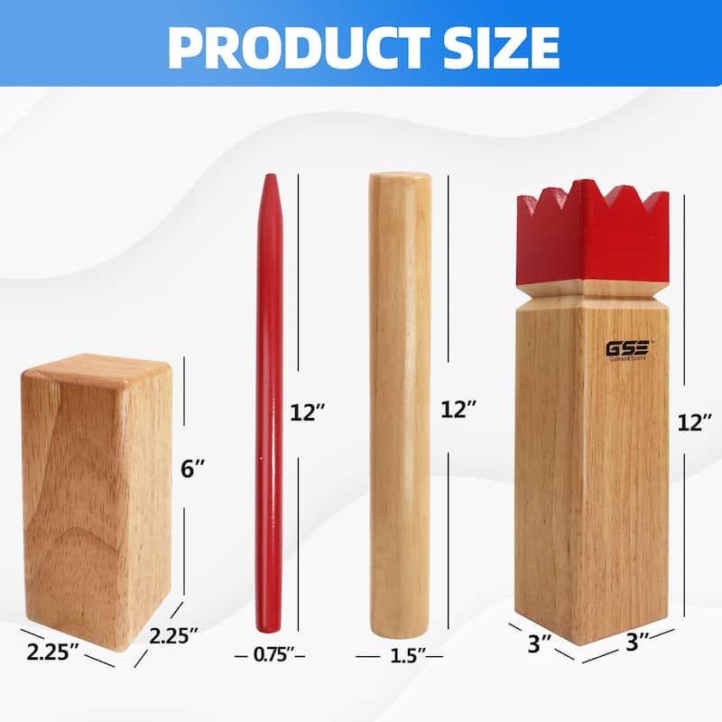 GSE™ Premium Rubber Hardwood Kubb Game Set with Carry Bag. Viking Chess Tossing/Throwing Game for Backyard, Lawn, Beach, Park