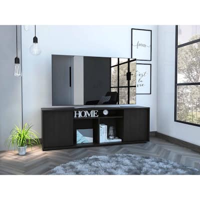 Black TV Stand Media Center with Two Cabinets