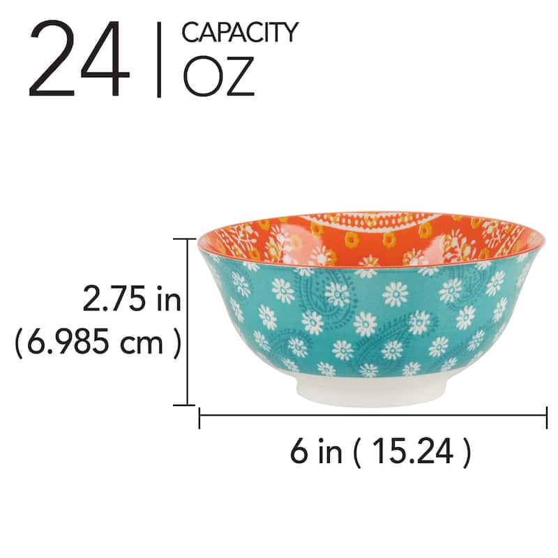 Certified International Carnival Multi Set of 6 All Purpose Bowl 6" 6 asst - 6" Diam x 2.75"