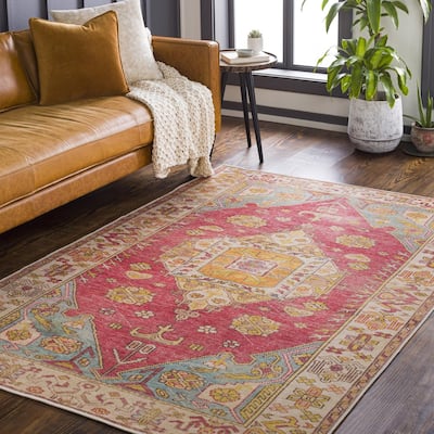 Livabliss Traditional Amelie Medallion Washable Area Rug