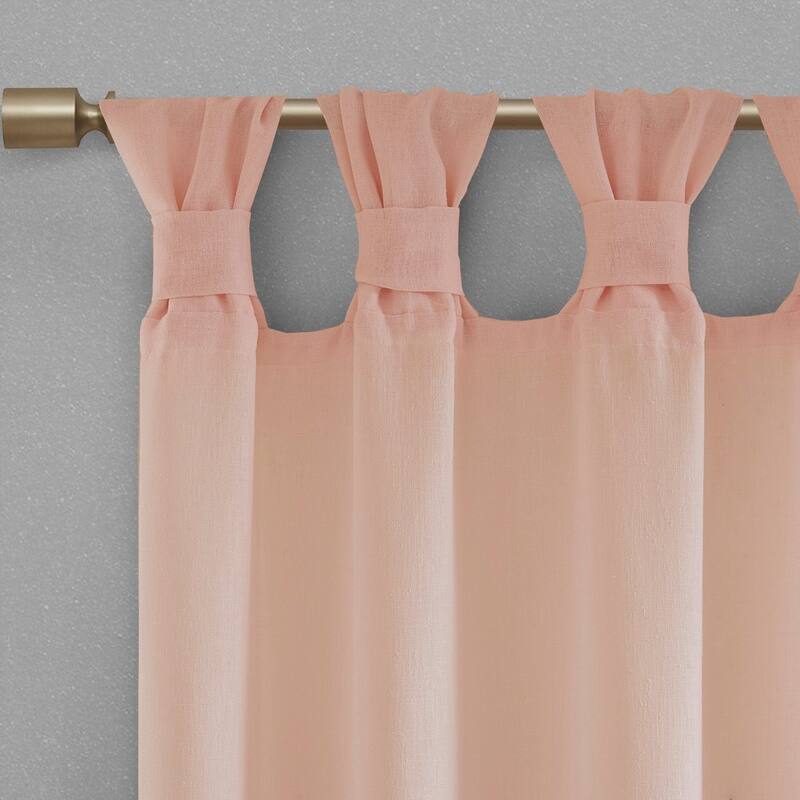 Floral Embellished Cuff Tab Top Solid Curtain Panel
