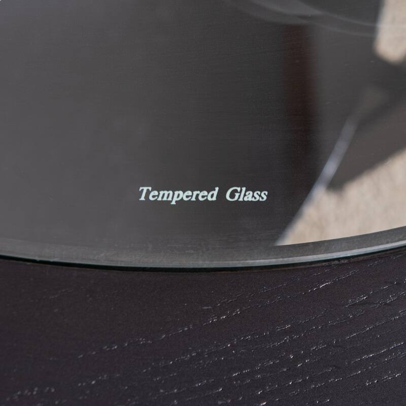 Round Coffee Table With Glass Top and Storage