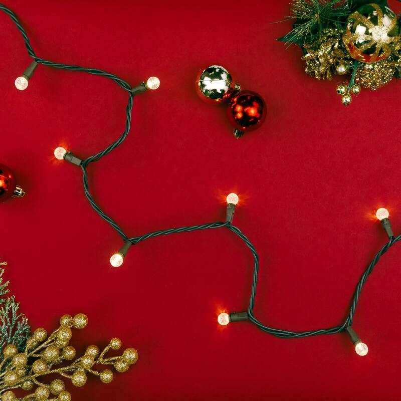 LED G12 Berry Christmas Lights - Warm White - 16' Brown Wire - 50 ct