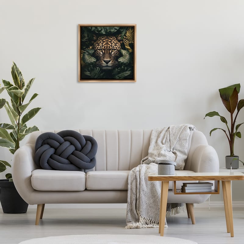 Stupell Leopard in Exotic Palms Framed Floater Canvas Wall Art Design By Heidi Kuntz