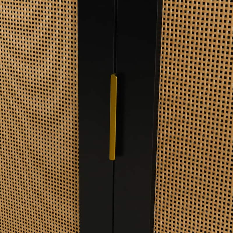 2-Door Elegant Curved Dining Cabinet with Gold Trim