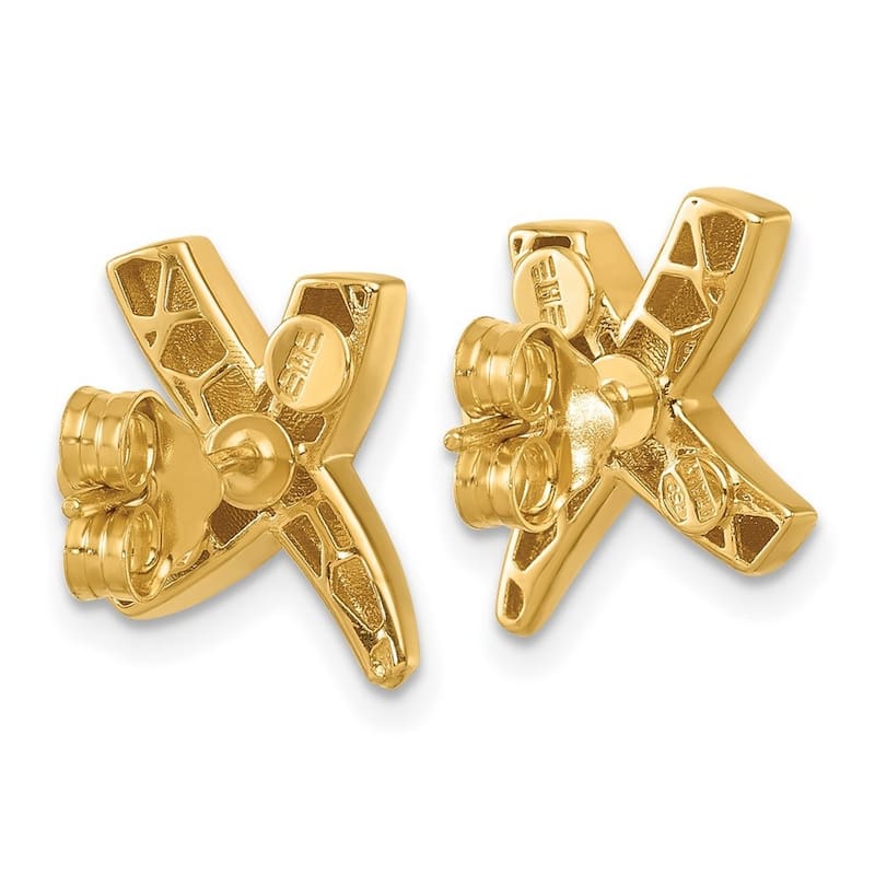 Curata 18k Yellow Gold 16.5x11mm Abstract Designer X Post Earrings